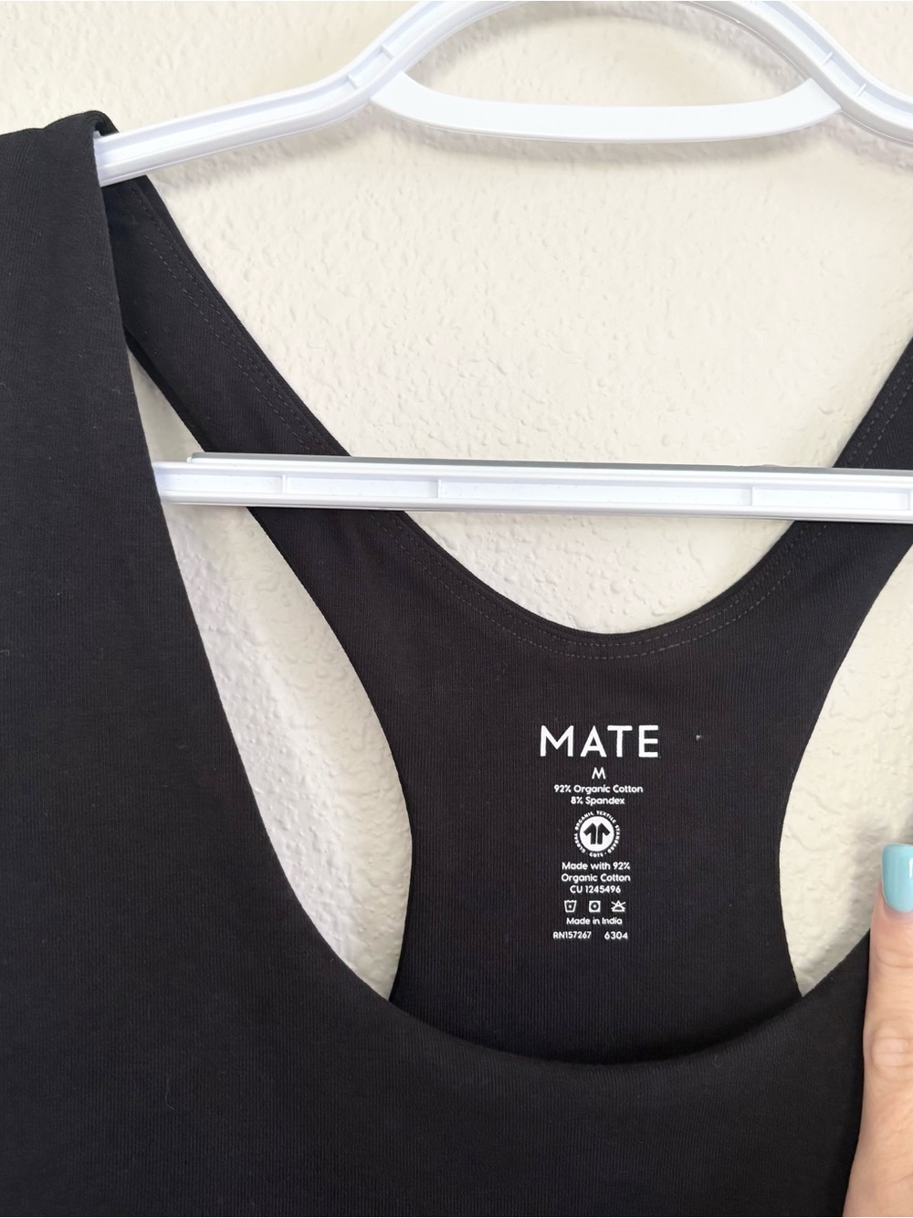 NWT Mate The Label Organic Stretch Racerback Tank Black Size M - Picture 4 of 6